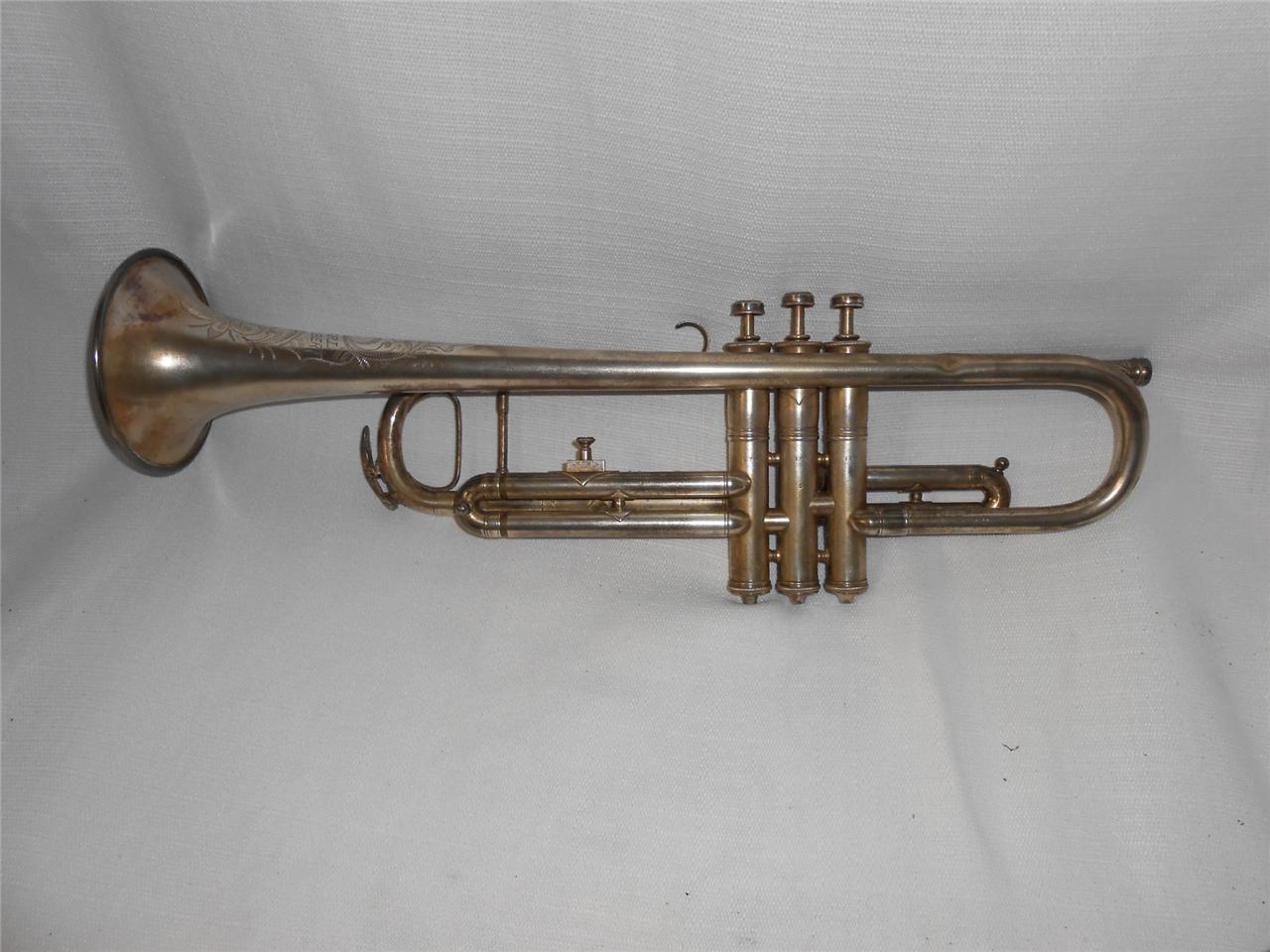 No.694 1930's Karl Schubert Trumpet Silver with Gold Wash Bell